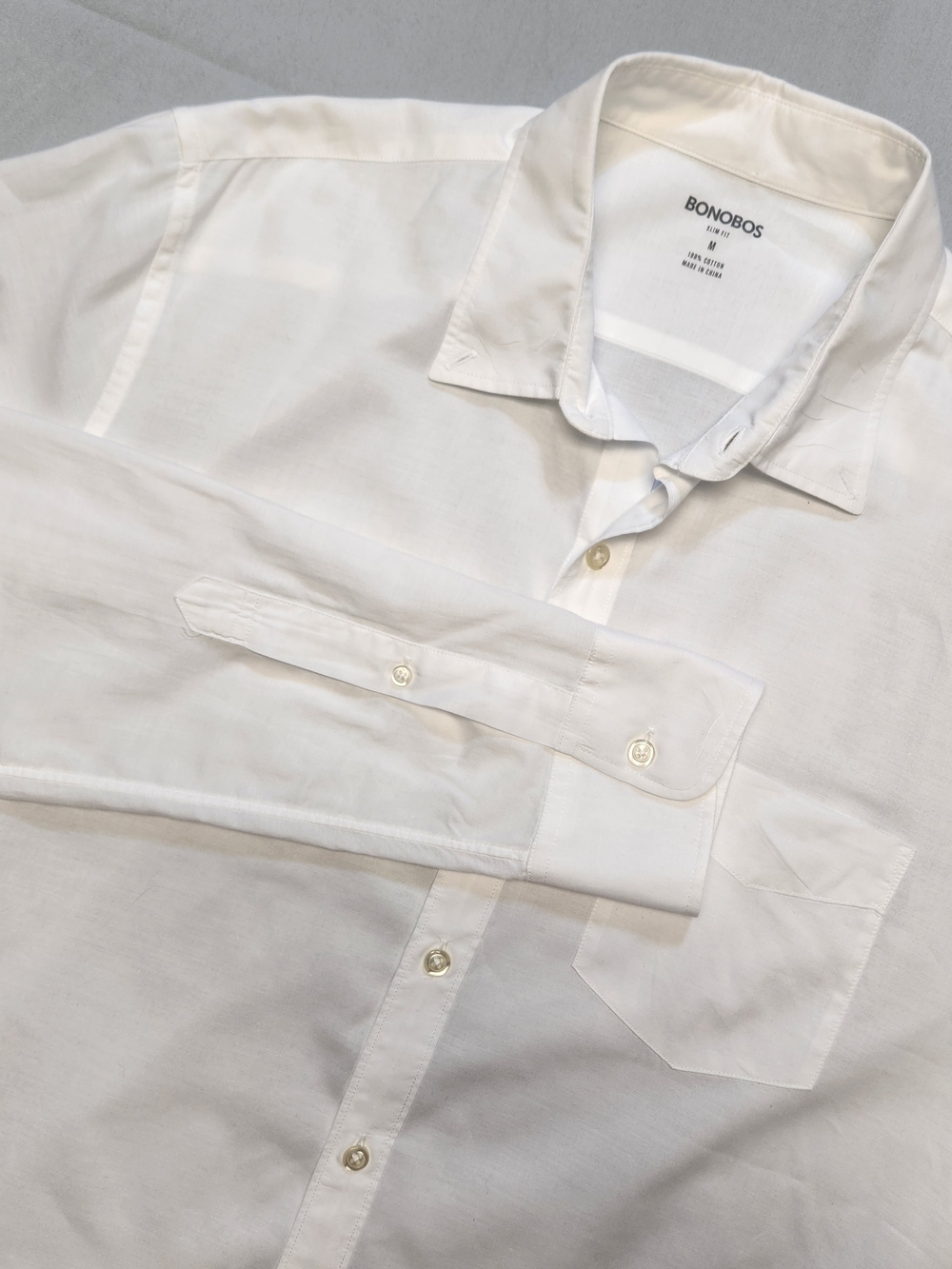 Bonobos Shirt Medium Slim Fit White Button Down Stretch Mens M Business Luxury